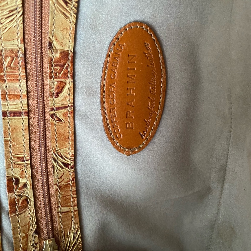 LKNW Brahmin Vintage Copper Copa Cabana Shoulder Bag Leather Palm Car - Picture 12 of 13